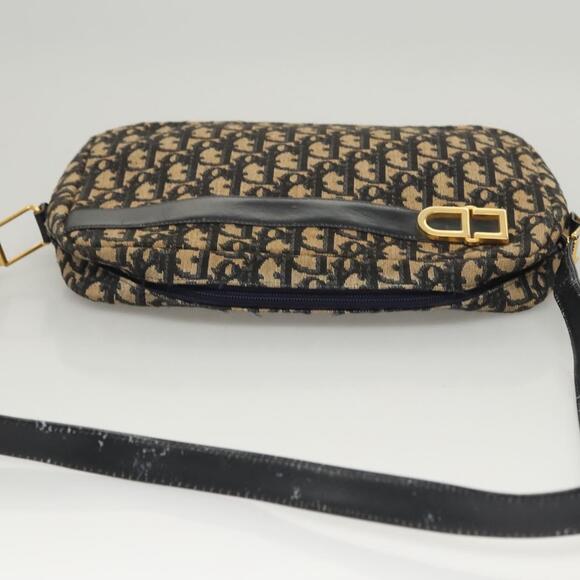 DIOR Trotter Canvas Shoulder Bag Navy Gold - Picture 6 of 12